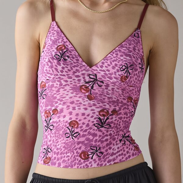 Retro Mesh Slim Lace Cami Top